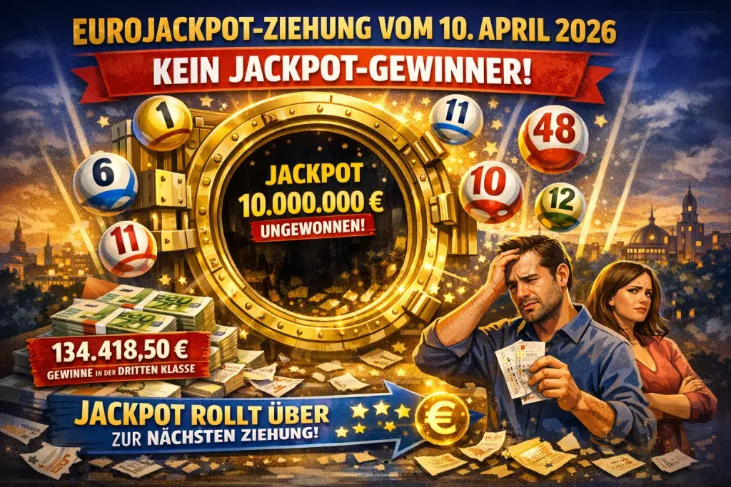 EuroJackpot-Ziehung vom 10. April 2026 bleibt ohne Jackpot-Gewinner