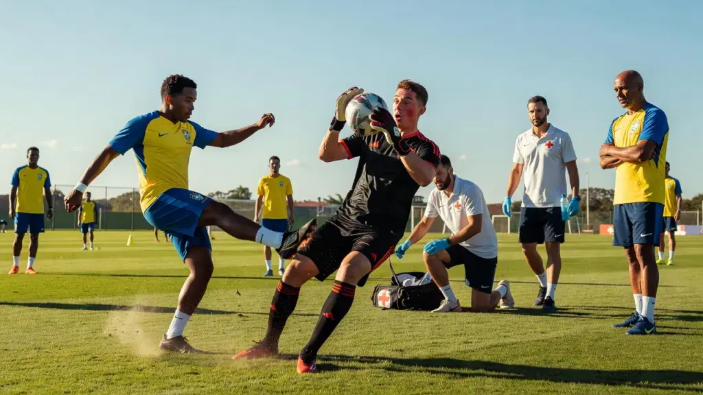 Endrick Strikes Goalkeeper Nannetti in the Face at Brazil Training Session